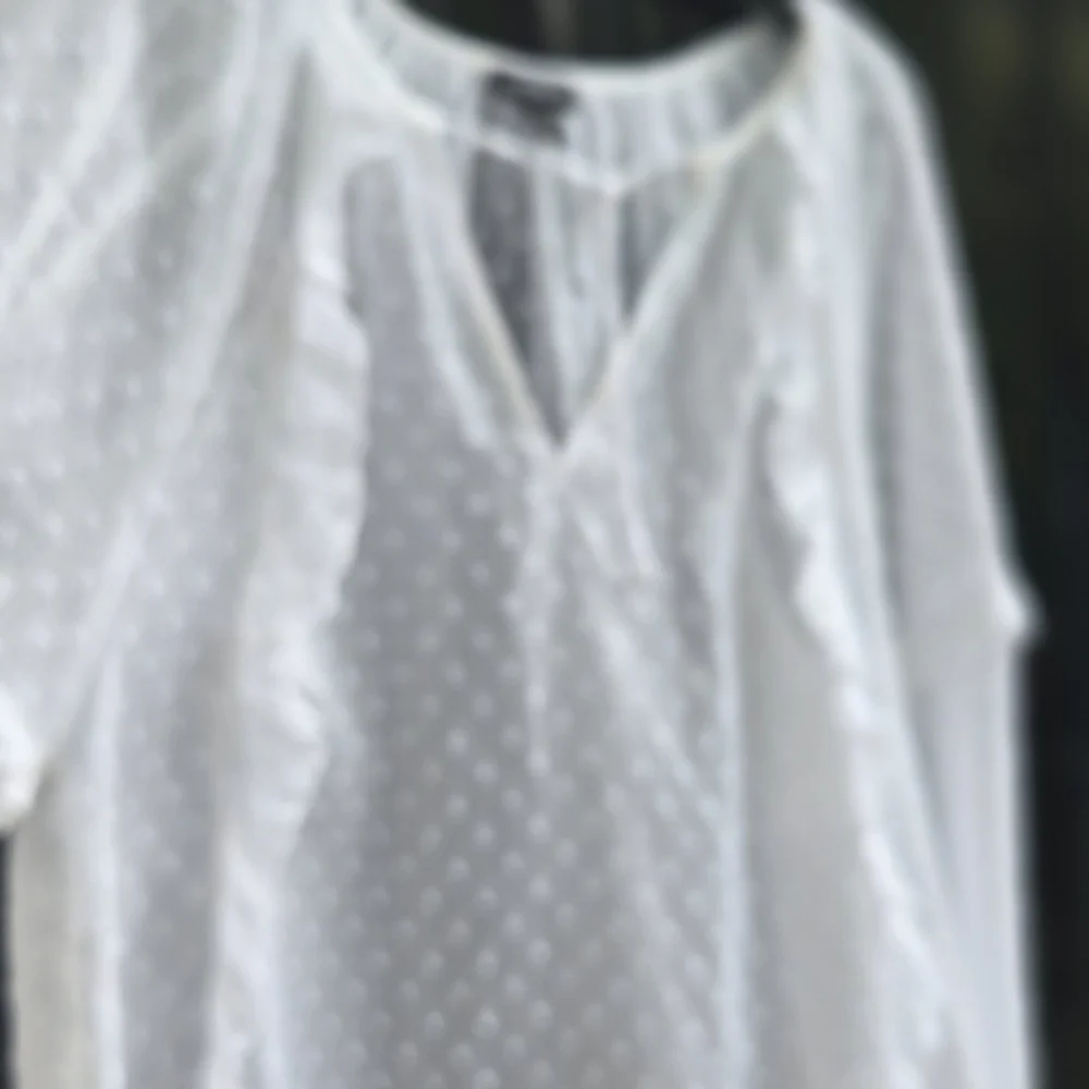 Express White Puff Sleeve Ruffled Blouse